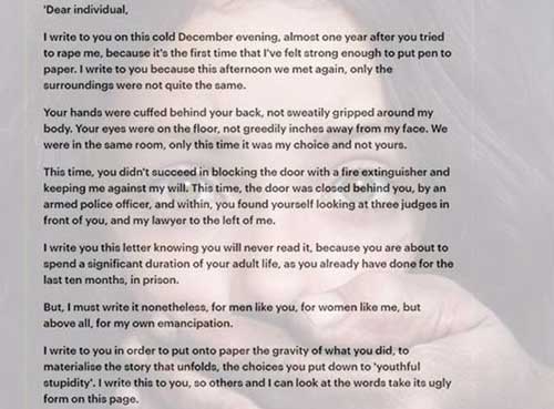 সেই ধর্ষণ চেষ্টাকারীর কাছে এবার আবেগঘন চিঠি লিখলেন এই তরুণী!