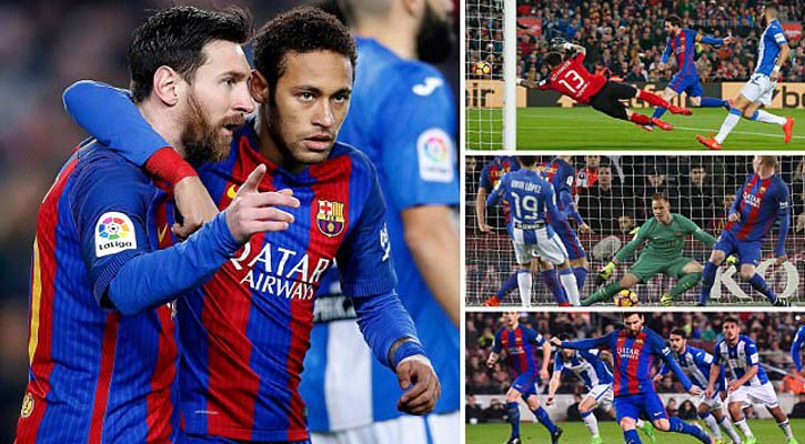 মেসির জোড়া গোলে বার্সার জয়