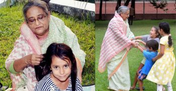 ছুটির বিকেলে নাতি-নাতনিদের সঙ্গে প্রধানমন্ত্রীর খুনসুটি