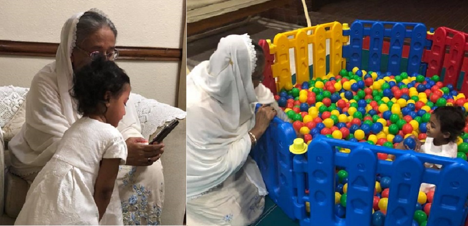 প্রধানমন্ত্রীর সাথে সাকিব কন্যার খেলাধুলা