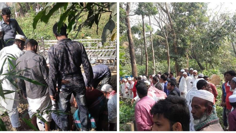 চকবাজারের অগ্নিকাণ্ডে নিহত ৩ জনের লাশ ফেনীতে দাফন সম্পন্ন